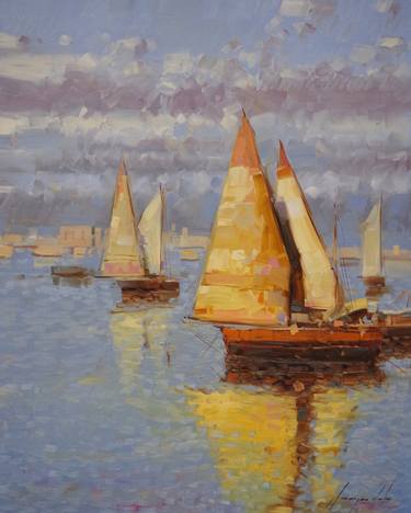 Print of Impressionism Seascape Paintings by Vahe Yeremyan