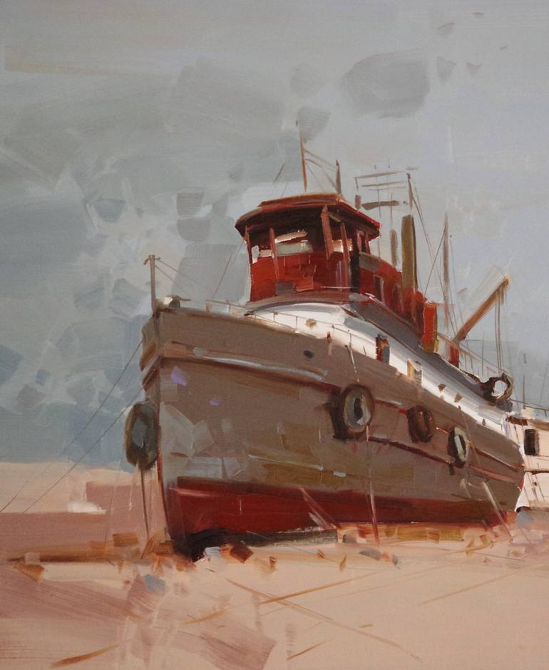 Original Impressionism Boat Painting by Vahe Yeremyan