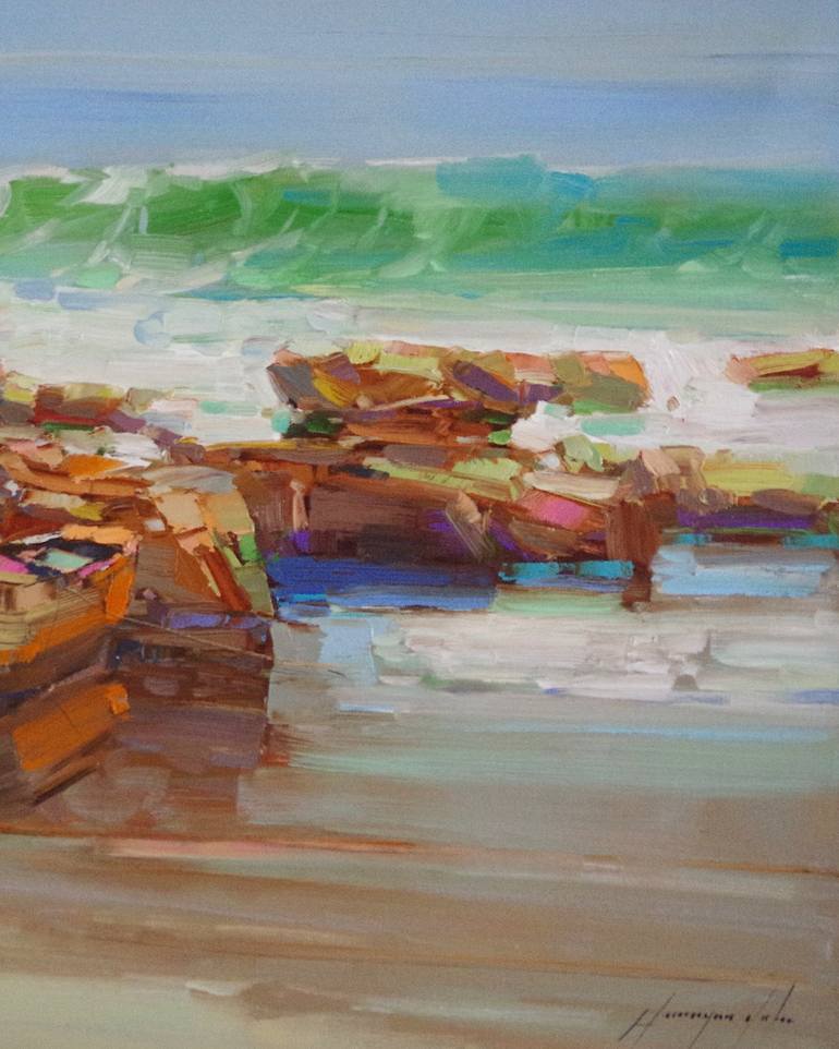 Original Beach Painting by Vahe Yeremyan