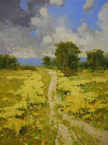 Meadow, Landscape oil painting, large size 48x36 portrait orientation thumb