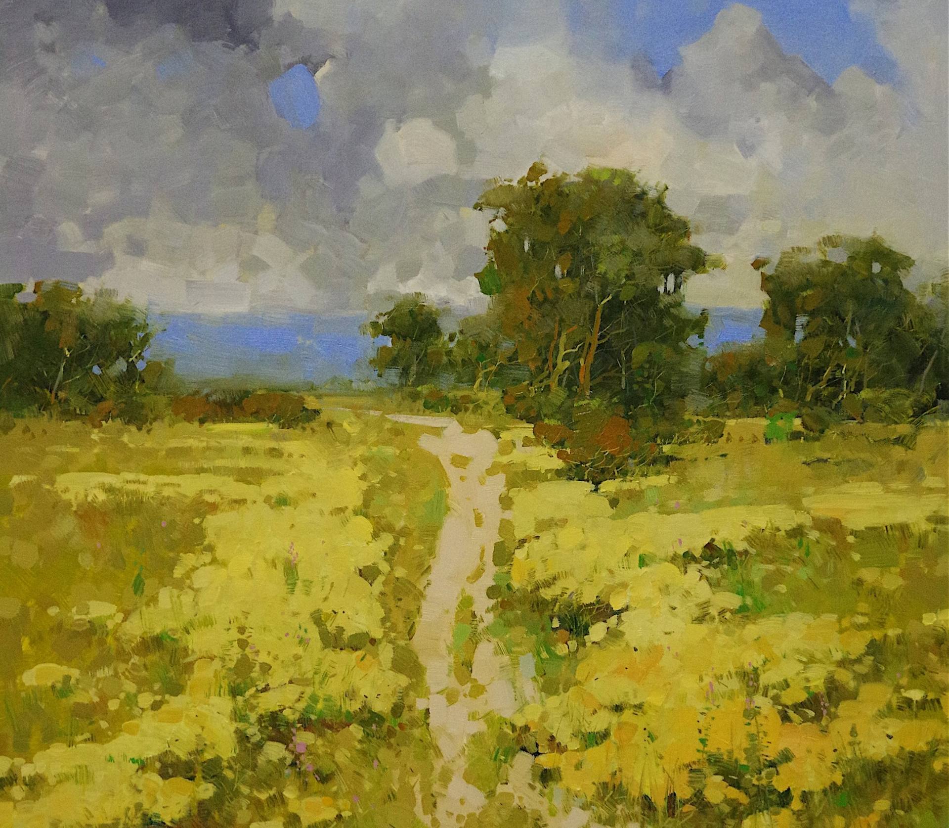 Vahe Yeremyan - Meadow Path, Landscape, Original Oil Painting