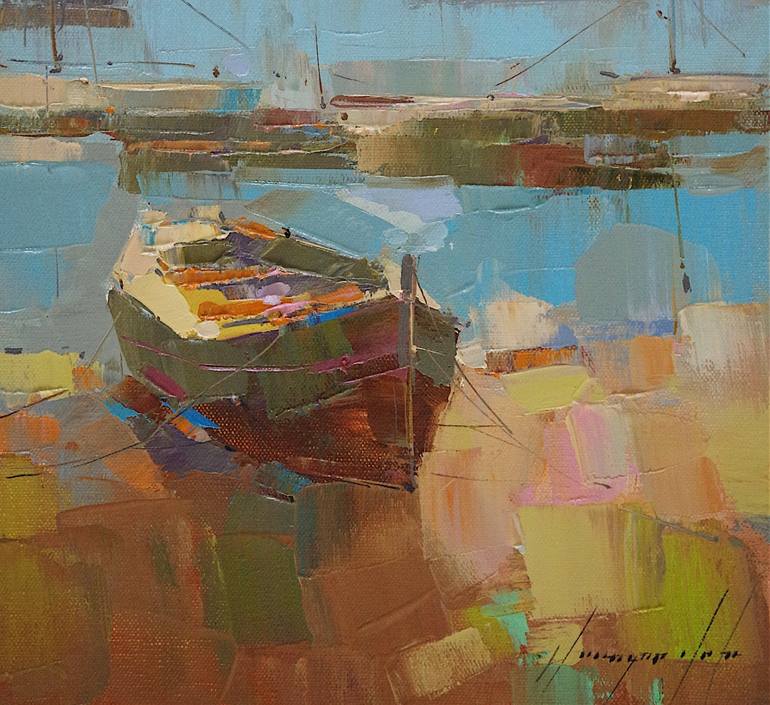 Original Fine Art Boat Painting by Vahe Yeremyan