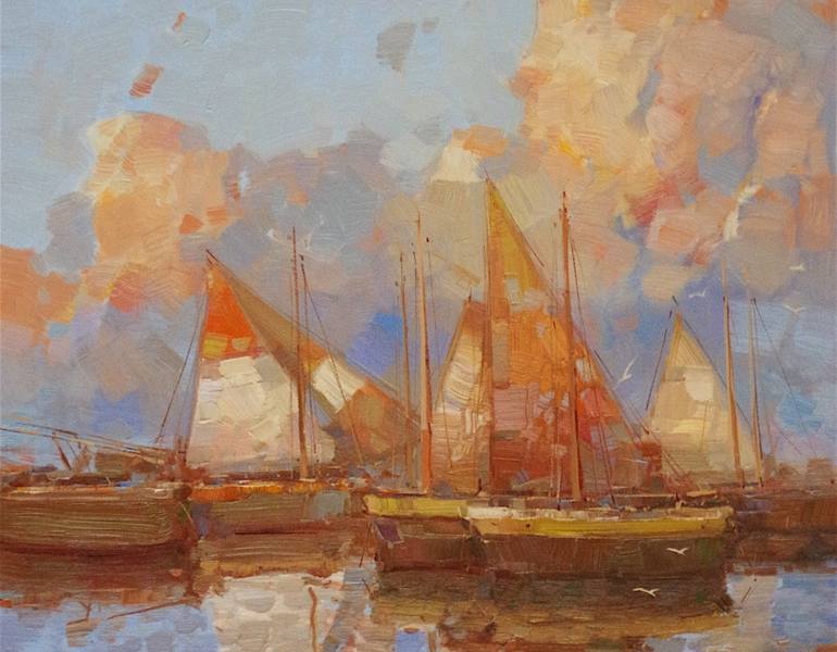 Original Fine Art Sailboat Painting by Vahe Yeremyan