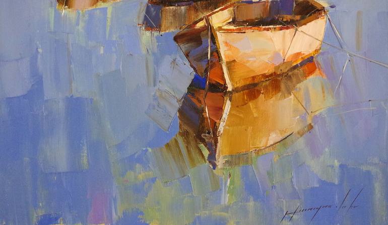 Original Impressionism Boat Painting by Vahe Yeremyan