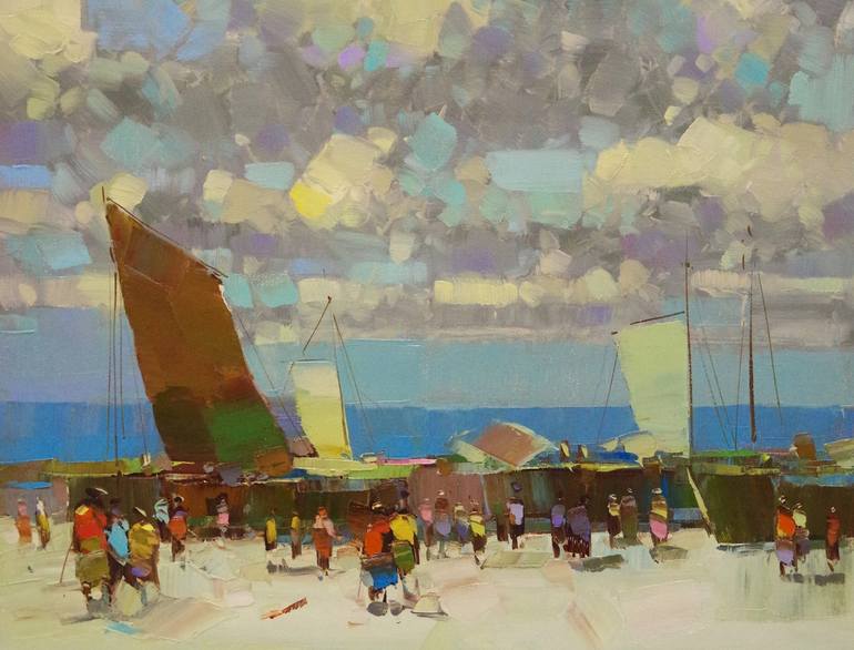 Original Sailboat Painting by Vahe Yeremyan