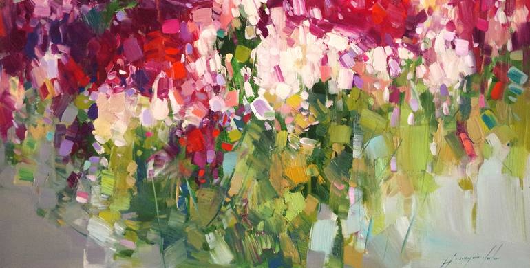 Original Fine Art Floral Painting by Vahe Yeremyan