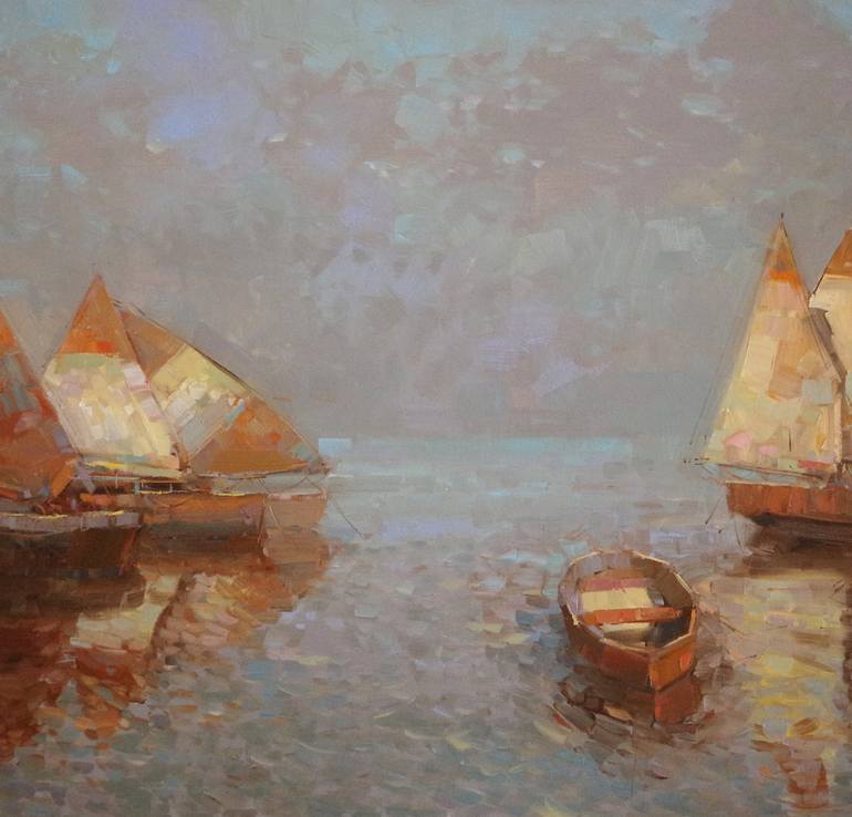 Original Fine Art Sailboat Painting by Vahe Yeremyan