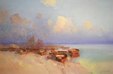 Seashore, Original oil painting, handmade art, one of a kind thumb