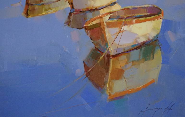 Original Impressionism Boat Painting by Vahe Yeremyan