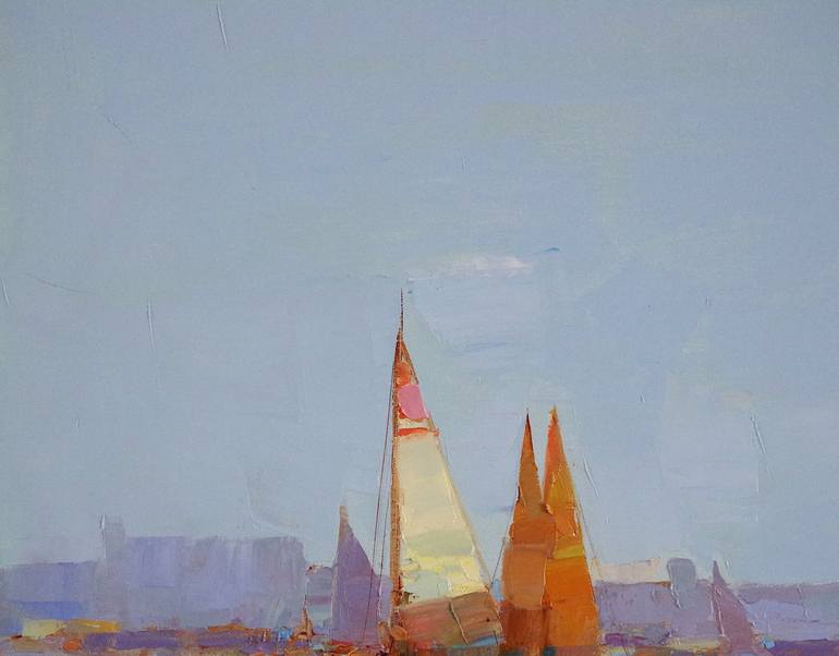 Original Fine Art Sailboat Painting by Vahe Yeremyan