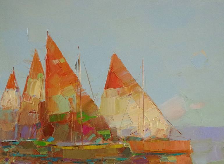 Original Fine Art Sailboat Painting by Vahe Yeremyan