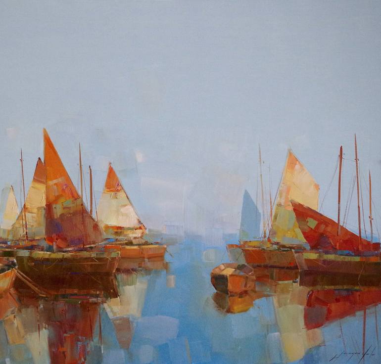 Original Sailboat Painting by Vahe Yeremyan