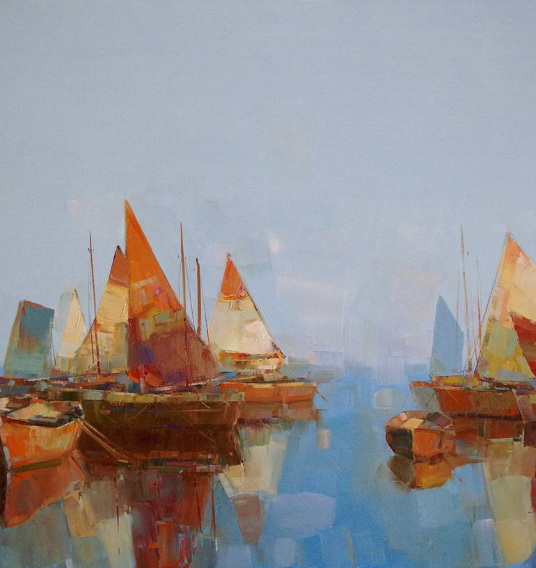 Original Fine Art Sailboat Painting by Vahe Yeremyan