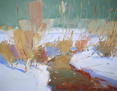 Winter Landscape, Original oil painting, One of a kind thumb