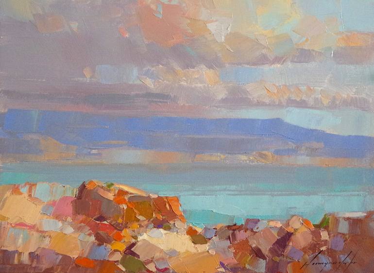 Original Impressionism Beach Painting by Vahe Yeremyan