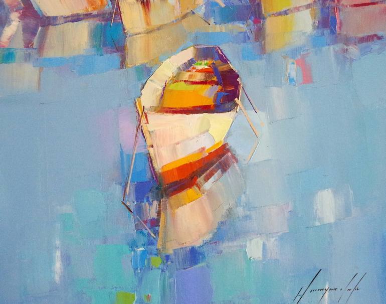 Original Fine Art Boat Painting by Vahe Yeremyan