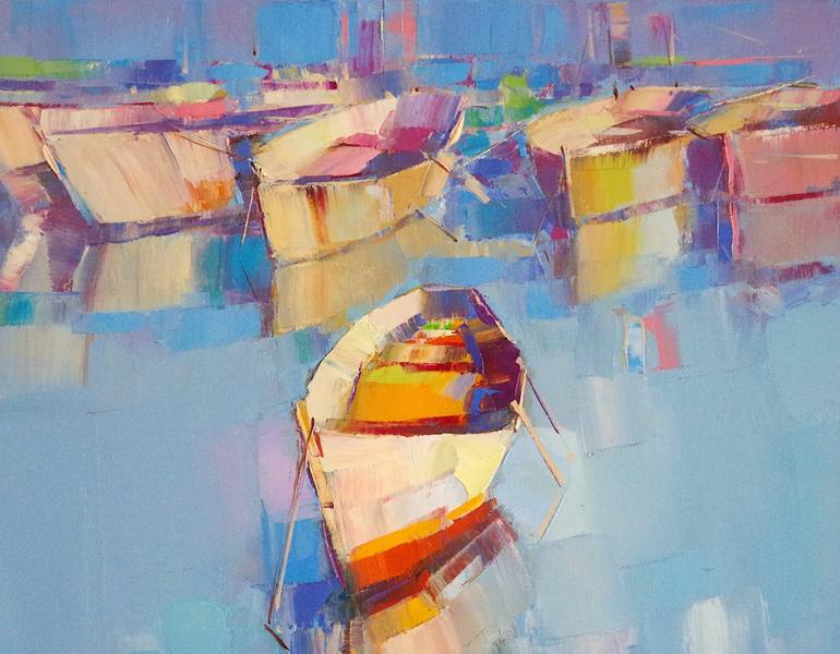 Original Fine Art Boat Painting by Vahe Yeremyan