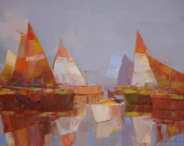Print of Impressionism Sailboat Paintings by Vahe Yeremyan