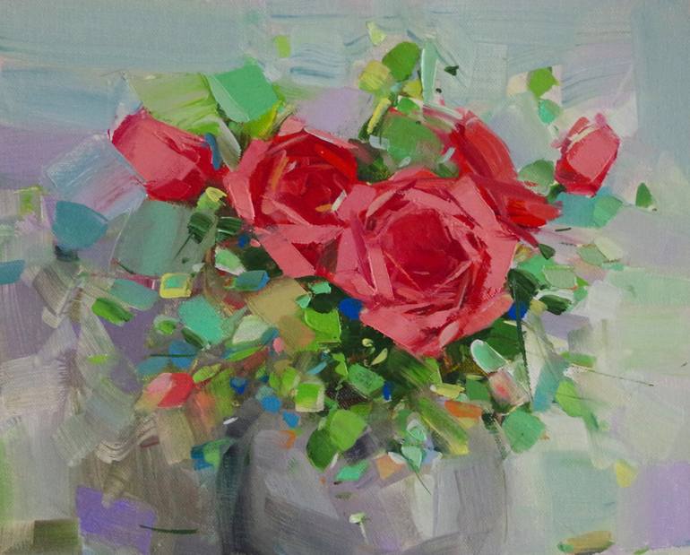 Original Fine Art Floral Painting by Vahe Yeremyan