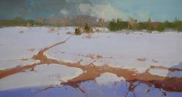 Winter, Landscape oil painting, Handmade artwork, Large Size thumb