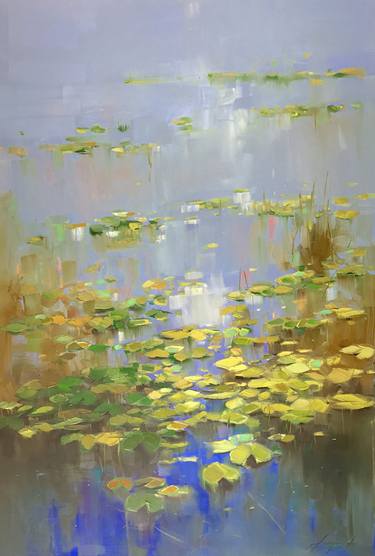 Waterlilies, Oil painting, One of a kind thumb