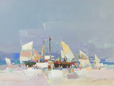 Sail Boats, Oil painting on canvas, Contemporary art thumb