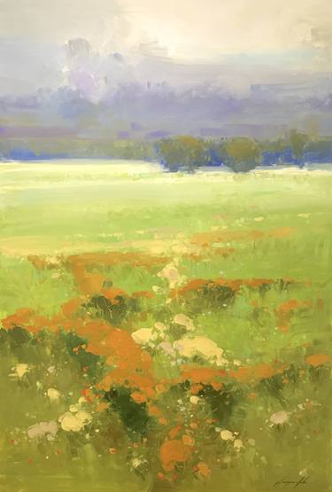 Meadow, Landscape oil painting, One of a kind thumb