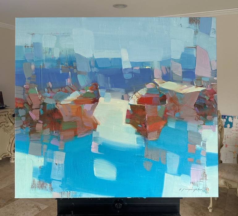 Original Impressionism Boat Painting by Vahe Yeremyan
