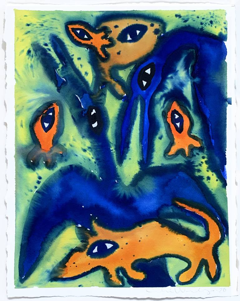 Original Expressionism Animal Painting by Cecilia Waxberg