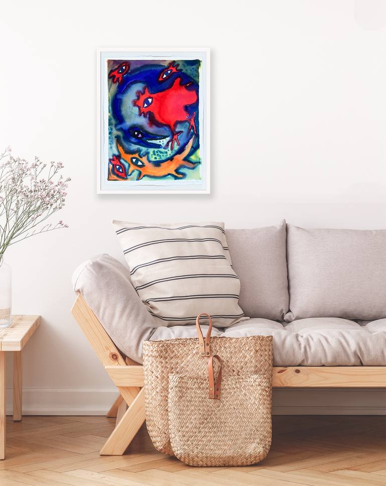 Original Expressionism Animal Painting by Cecilia Waxberg