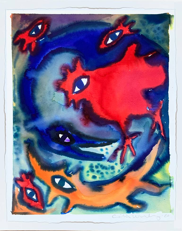 Original Expressionism Animal Painting by Cecilia Waxberg