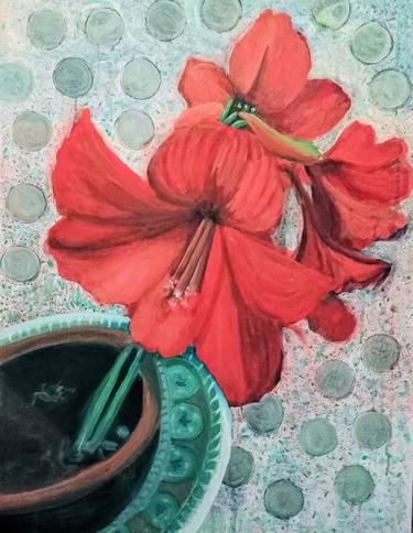 Print of Expressionism Floral Paintings by Nalini Cook