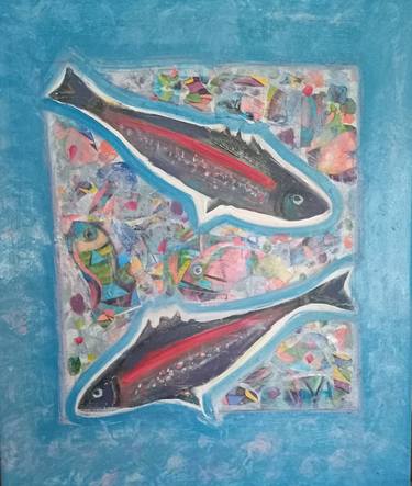Original Abstract Expressionism Fish Paintings by Nalini Cook