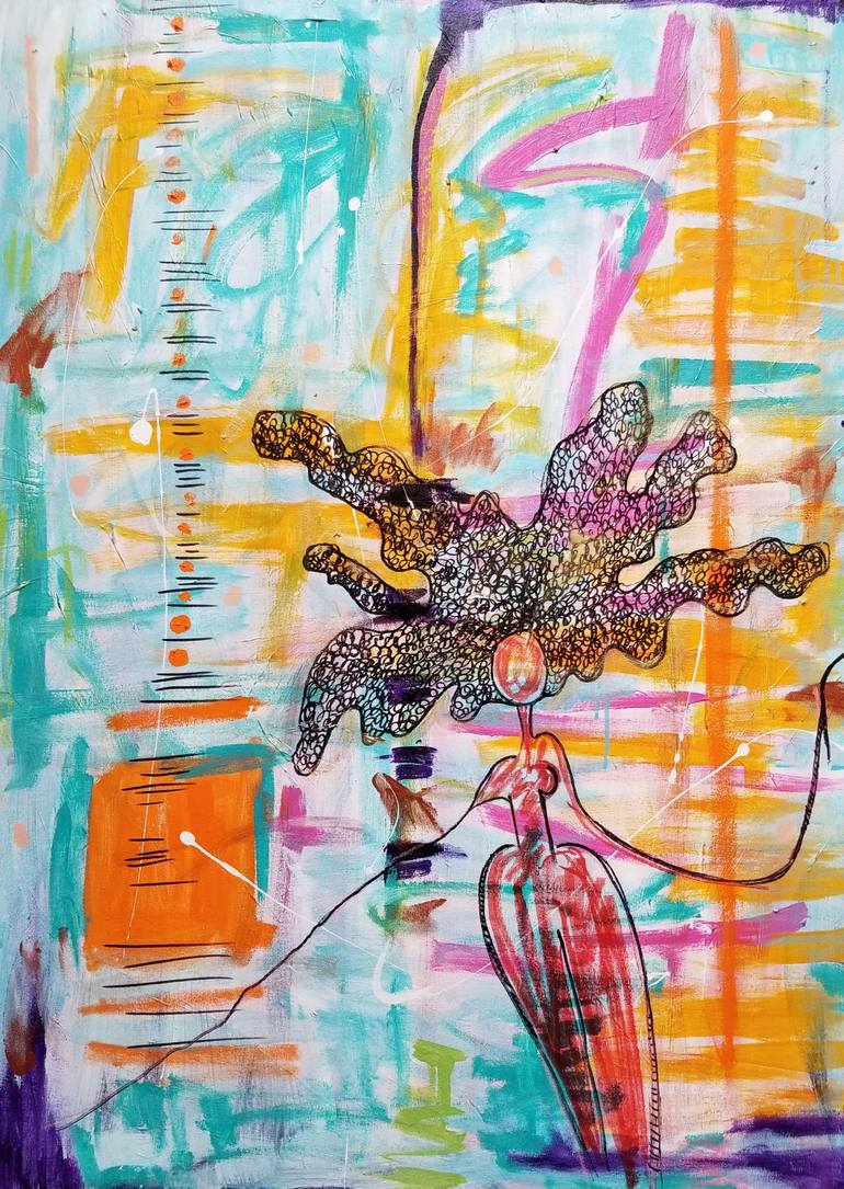 Colorful Woman She Is (Red Figure) Painting by Donna Jackson Saatchi Art