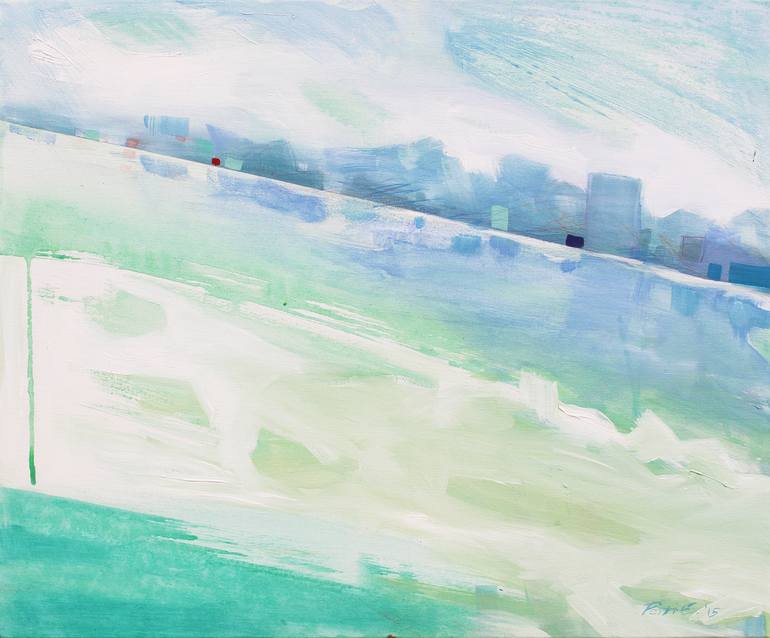 Original Landscape Painting by Emma Pesti | Abstract Art on Canvas | The lake Balaton II