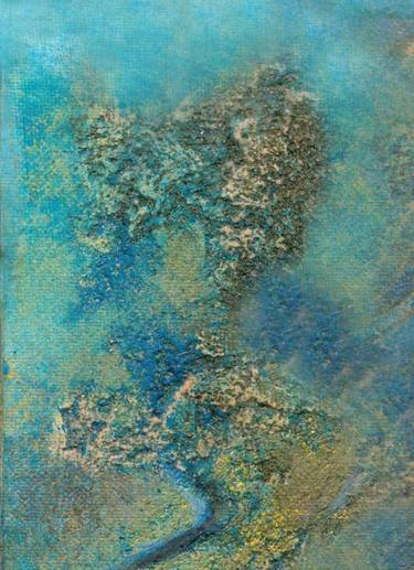 Philip Bowman Ocean Blue And Gold Abstract Art thumb