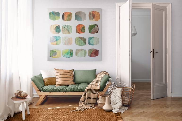 Original Geometric Abstract Painting by Sandrine Pelissier