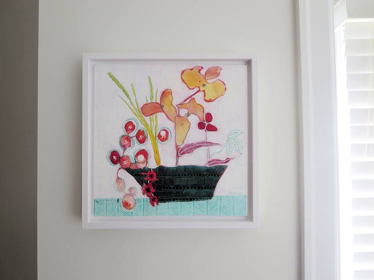 Original Art Deco Floral Painting by Sandrine Pelissier