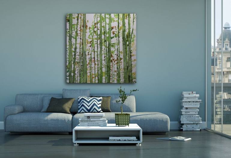 Original Art Deco Landscape Painting by Sandrine Pelissier