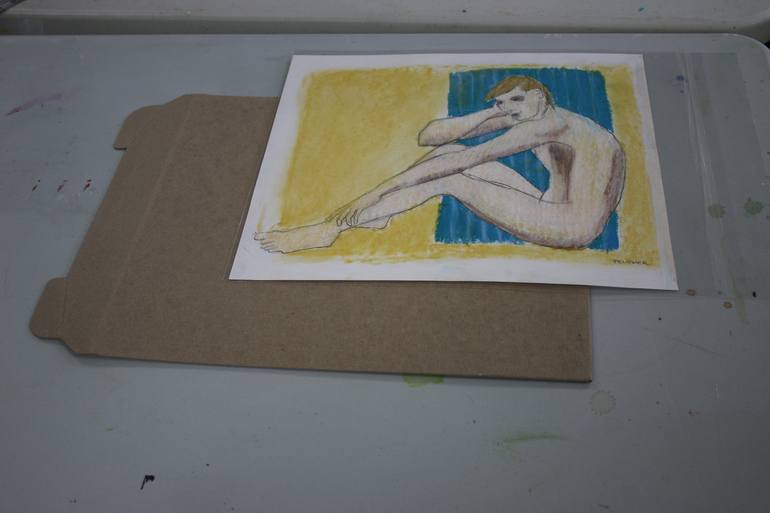 Original Art Deco Nude Drawing by Sandrine Pelissier