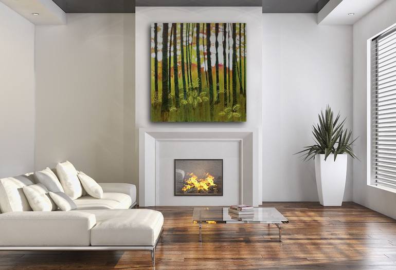 Original Art Deco Landscape Painting by Sandrine Pelissier