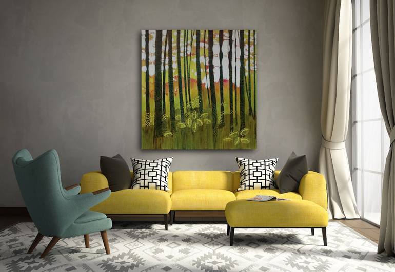 Original Art Deco Landscape Painting by Sandrine Pelissier