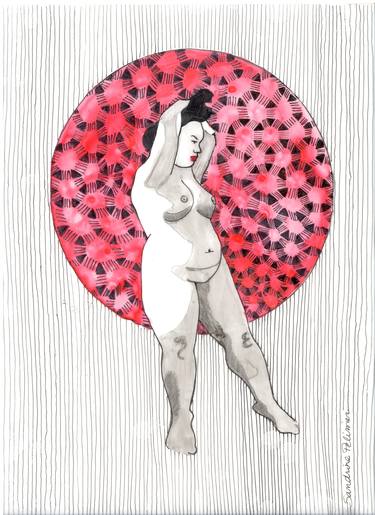 Print of Women Drawings by Sandrine Pelissier