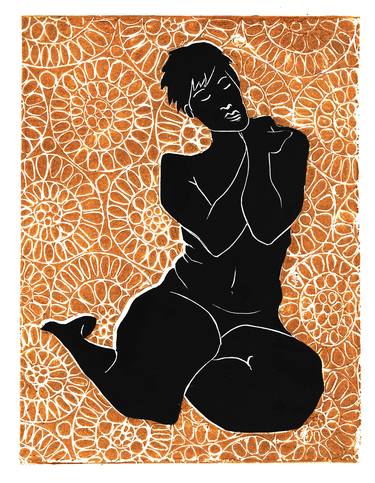 Original Art Deco Nude Printmaking by Sandrine Pelissier