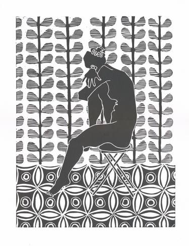 Print of Art Deco Nude Printmaking by Sandrine Pelissier