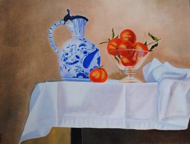 Vase, oranges in an bowl (after Walter van Elst) thumb
