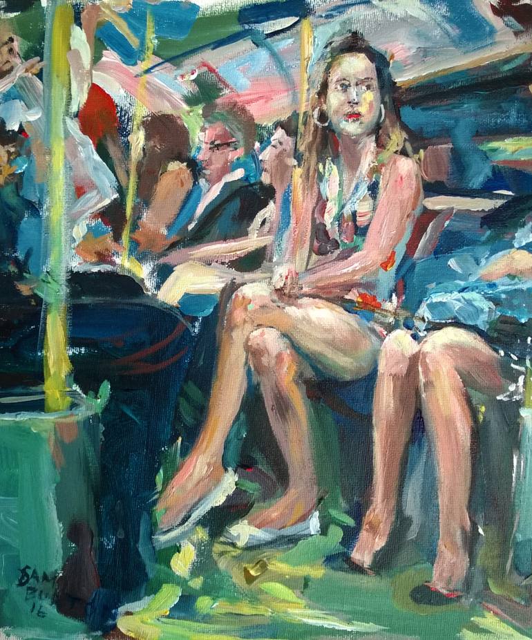 Girl on the Underground Painting by Samuel Burton Saatchi Art