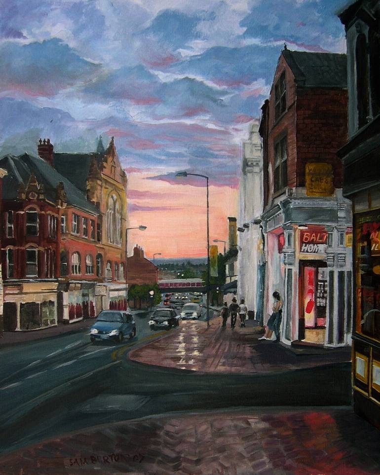 Wakefield Westgate Night Coming Painting by Samuel Burton