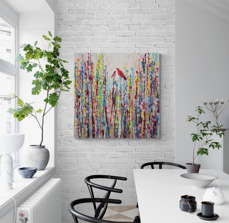Original Abstract Expressionism Floral Painting by Sylvie Demers