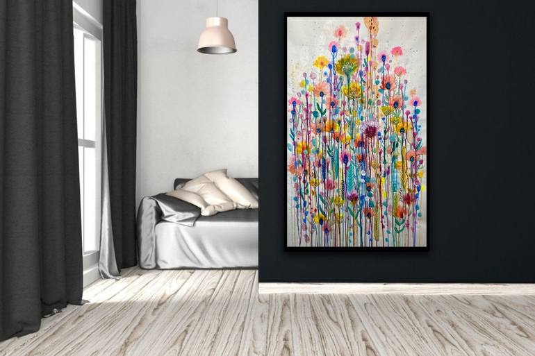 Original Abstract Expressionism Floral Painting by Sylvie Demers